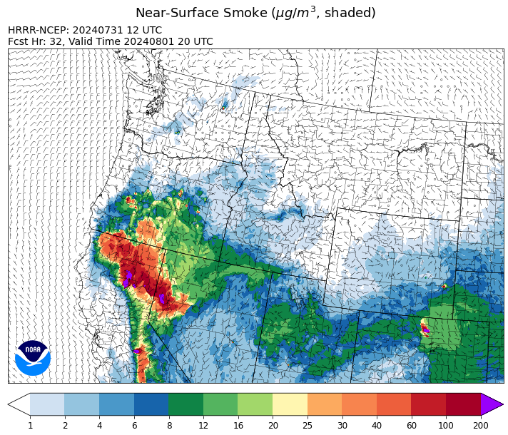 By Thursday afternoon, the HRRR smoke model shows much of the heaviest smoke concentrations remaining south of Montana.